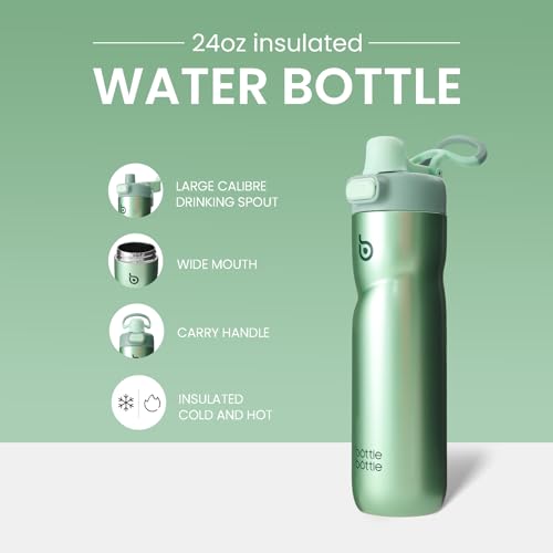 BOTTLE BOTTLE Insulated Water Bottle with Handle 24 oz green - color: green