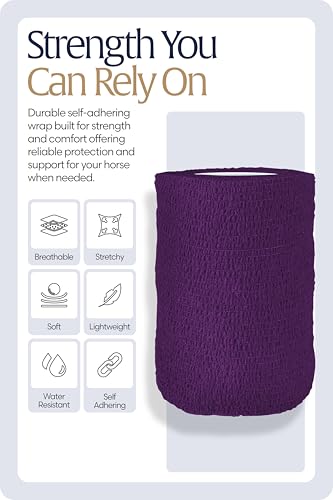 Equinavia 20 Pack Self Adhesive Bandage Wrap, 4 Inch Vet Wrap for Horses - color: Purple