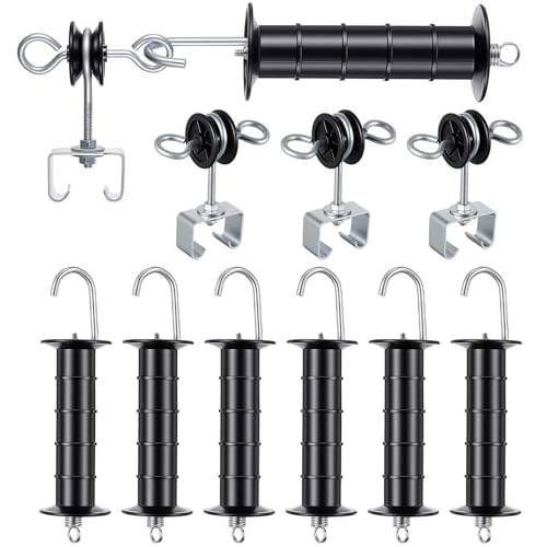 Electric Fence Gate Handle Kit T Post Insulator Spring Gate Handle Set for Horse Cattle Farm Fencing Easy Install Shock Protection(9 Pcs)