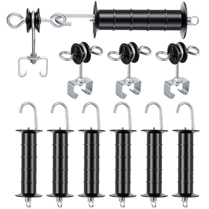 Electric Fence Gate Handle Kit T Post Insulator Spring Gate Handle Set for Horse Cattle Farm Fencing Easy Install Shock Protection(9 Pcs)