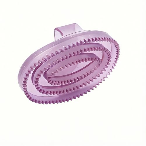 Rubber Curry Brush Purple Flexible Grooming Tool for Horses and Dogs, Comfortable Hand Strap, Helps Lift Loose Hair, Rinses Clean, Easy Grip - color: Purple