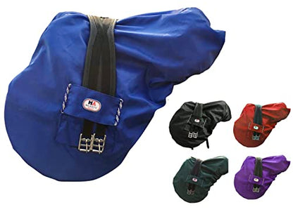Majestic Ally Nylon Waterproof Fleece Lined Ride On English Saddle Cover-Multiple Color (Royal Blue) - color: Royal Blue