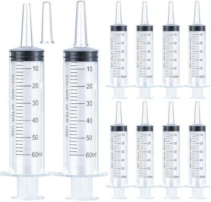 60ml Syringe for Liquid, Oral, Scientific Labs, Measurement, Dispensing, Catheter Tip with Cap- 10 Pack 60ml Syringes - style: 60 ml