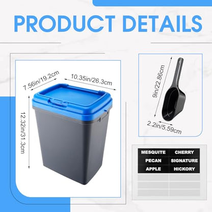 Kathfly 16 lb Wood Pellets Container with Locking Lid, Scoop and Stickers