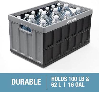 CleverMade Collapsible Storage Bins With Lids, 62L 3 Pack, 100 lb, Stone - color: Stone, size: 62L - 3 Pack