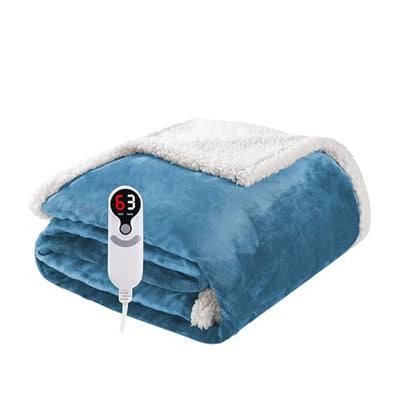 Soypipo Electric Heated Blanket 50"x60", 9 Heat Settings 10-Hour Auto-Off - color: 11-blue, size: Throw 50"x60"