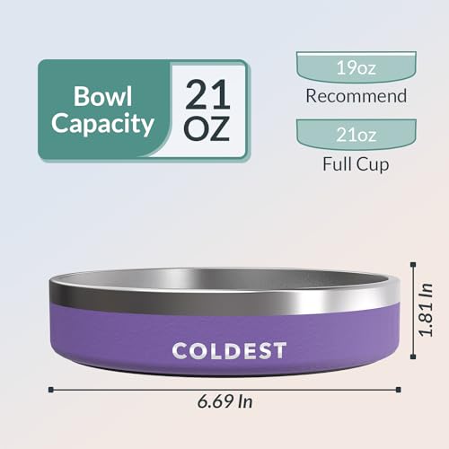 Coldest Dog Bowl - Anti Rust Metal, Non Slip, 3 Layers Insulated Stainless Steel Dog Bowls - Spill Proof & Heavy Duty - Water Bowl for Dogs, Cats & Pets, Dish Washer Safe (21 oz, Galaxy Purple) - color: Galaxy Purple, size: 21 oz
