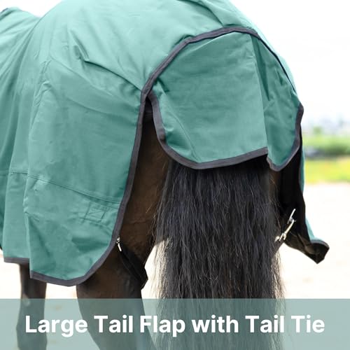 RESISTANCE Premium 1680D Waterproof Horse Turnout Blanket with 300g Polyfill & Adjustable Buckle Closure - color: Bottle Green, size: 72"