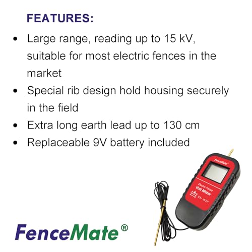 FenceMate Digital Volt Meter for Electric Fence, Range up to 15,000 V