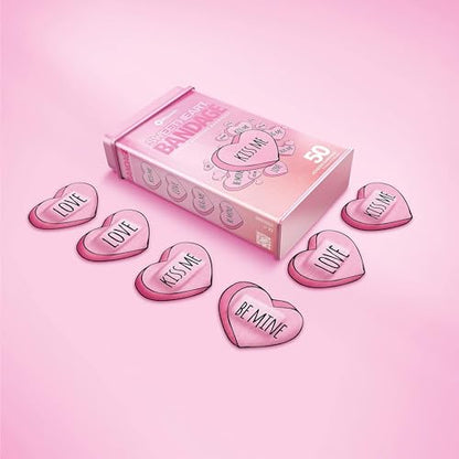 BioSwiss Bandages, Valentine Heart Shaped Self Adhesive Bandage Set, Latex Free, Sterile Wound Care, 50 Count - color: Heart, size: 50-Count Tin