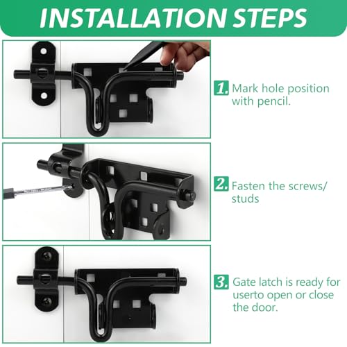 Heavy Duty Slide Bolt Gate Latch for Wooden Fence Door Lock with Padlock Hole,Solid Hardware Thickened Metal Sliding Bolt Door Locks Gate Latches for Shed Door,Wooden Fences,Barn Doors,Yard