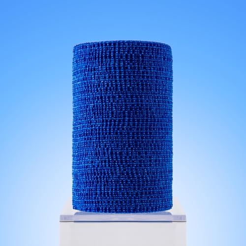 OVIK Health PowerFlex Equine – Extra Strong Self-Adhering Bandage Wrap – Wound Care, Compression & Support Bandage for Horses, Cows & Dogs – Blue, 4 inch, 4 Rolls (Resealable Case) - color: Blue