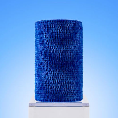 OVIK Health PowerFlex Equine – Extra Strong Self-Adhering Bandage Wrap – Wound Care, Compression & Support Bandage for Horses, Cows & Dogs – Blue, 4 inch, 4 Rolls (Resealable Case) - color: Blue