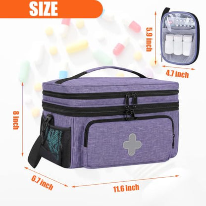 GDNasist Medicine Storage Bag, Medical Bag Pill Bottle Organizer Empty - color: Purple