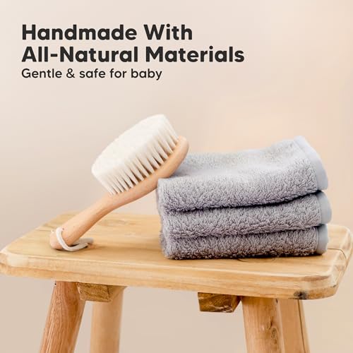 Wooden Baby Hair Brush for Toddler, Infant Cradle Cap (Walnut, Petite) - color: Walnut, size: Oval, Petite 5"