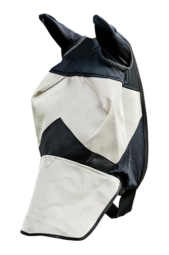 HORZE Horse Fly Mask with Nose Cover, Soft Micro Mesh Full Face Design