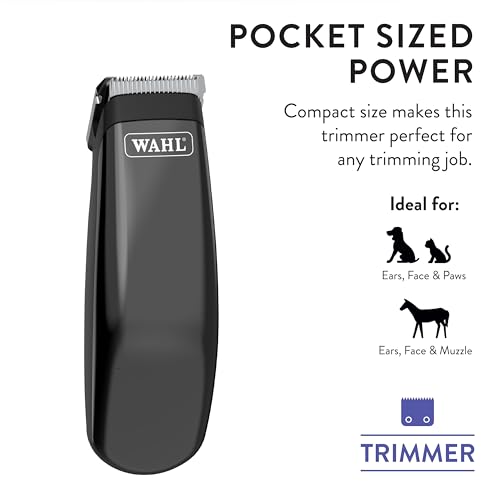 Wahl Professional Animal Super Pocket Pro Trimmer Kit, Black Chrome | Chrome Body, Ergonomic Design for Complete Control, Ideal for Face, Ears and Paw Touch-Ups, Small for Concealed Trimming