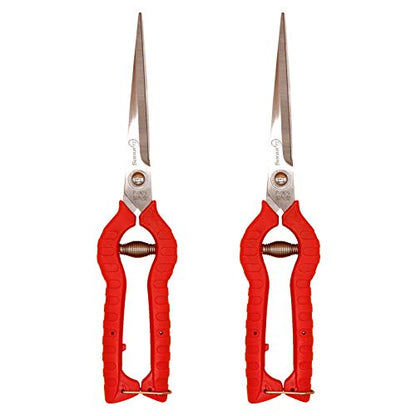 Sanung 2 PACK Multifunctional Thin Fruit Scissors, P-905 Garden Pruner Shears Cutters with Anti-Slip Grip High-Grade Spring Lock Garden Pruner for Garden Fruits Vegetables Plants Flowers