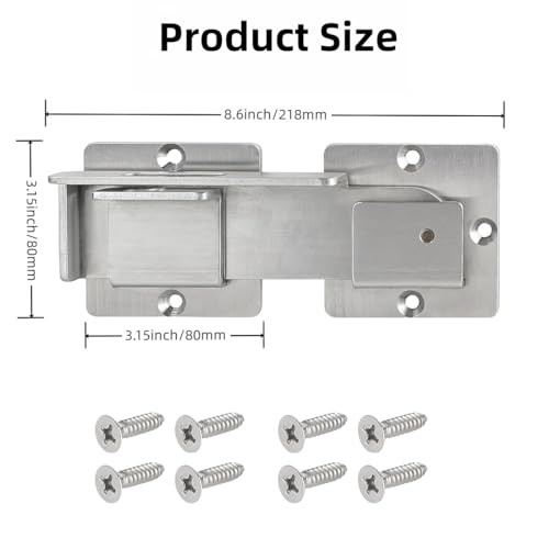 Flip Gate Latch with Padlock Hole,gate Latch for Fence, Heavy Duty Double gate Latch for Wooden Fence,Swing and Sliding Open Gate,Barn Door, Shed, Vinyl Fence, Yard - color: Silver (1 Pcs)