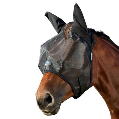 WeatherBeeta ComFiTec Insect Guard Fly Mask with Ears, Black, Medium - size: M