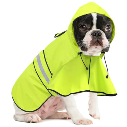Waterproof Puppy Rain Jacket - Adjustable Reflective Dog Raincoat, Lightweight Dog Hooded Slicker Poncho Raincoats for Small to X- Large Dogs and Puppies (Neon Green, Small) - color: Neon Green, size: Small
