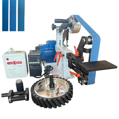 Belt Grinder Sander with VFD，2x72-inch 1500W 2HP Variable Speed Control Belt Sander with 3 Sets Grinding Tools and 3 Zirconia corundum Sanding Belts for Metalworking, Knife Making