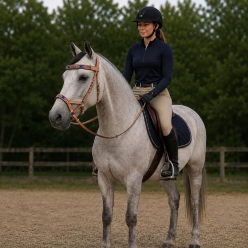 Horse Western Tan Leather Padded Bitless Training Sidepull Bridle Reins - color: Tan Beaded