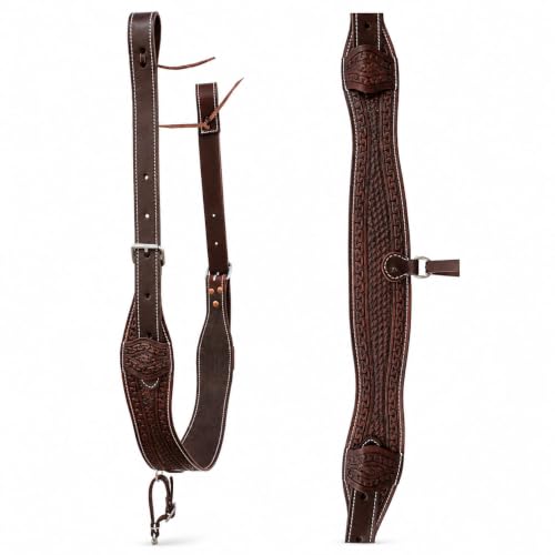 CHALLENGER Horse Western Basket Weave Tooled Leather Rear Flank Saddle Cinch Billets 9779BR