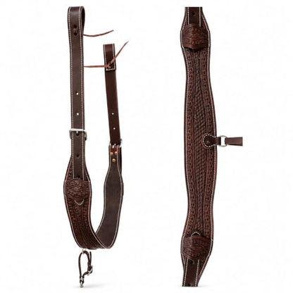 CHALLENGER Horse Western Basket Weave Tooled Leather Rear Flank Saddle Cinch Billets 9779BR