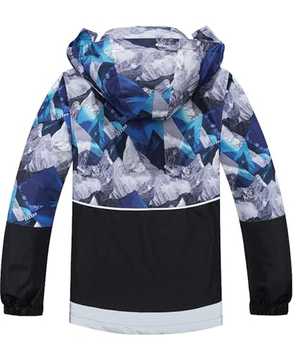 M2C Boys Girls Hooded Color Block Waterproof Fleece Lined Windbreaker Jacket - color: Snowy Mountain Blue, size: 4-5T