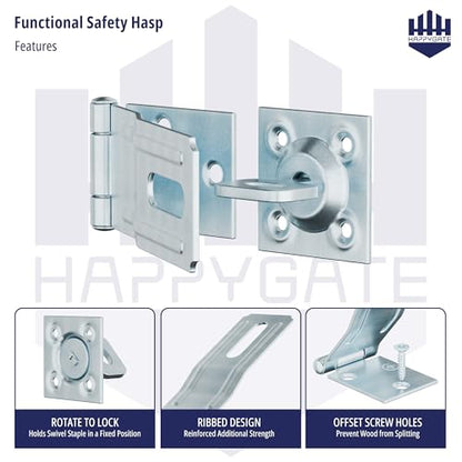 Swivel Staple Safety Hasp Latch Lock with Twist Knob, Silver 1pcs - color: Silver