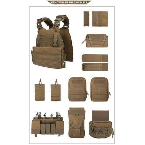 YAKEDA Outdoor Training Vest With PALS System MultiFunctional MOLLE Quick Release Vest- For Hiking, Camping Training - color: Cavalry Green