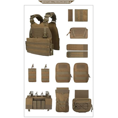 YAKEDA Outdoor Training Vest With PALS System MultiFunctional MOLLE Quick Release Vest- For Hiking, Camping Training - color: Cp2.0