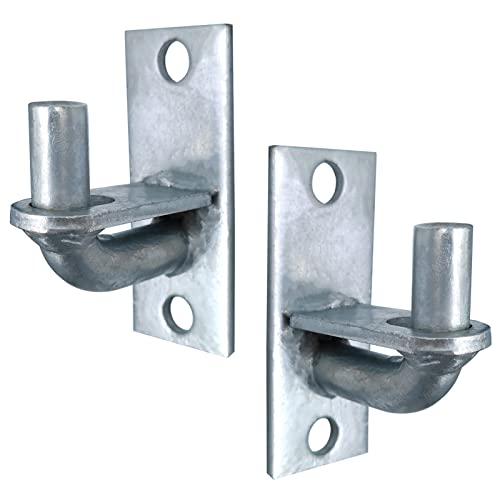 2 Pack Wall Mount Gate Hinges, Heavy Duty Chain Link Fence Gate Hinges with 5/8 Hinge Pin for Fences & Farm Gates (Screws Not Included), Silver - color: Silver