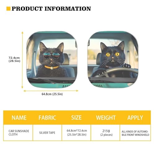 Fashion Cat Car Interior Accessories Sun Protection Easy to Install Automotive Windshield Sunshades Keep Cool UV Rays Protection for Most Sedan Truck Van 28.5 x 25.5 inches - color: Fashion Cat