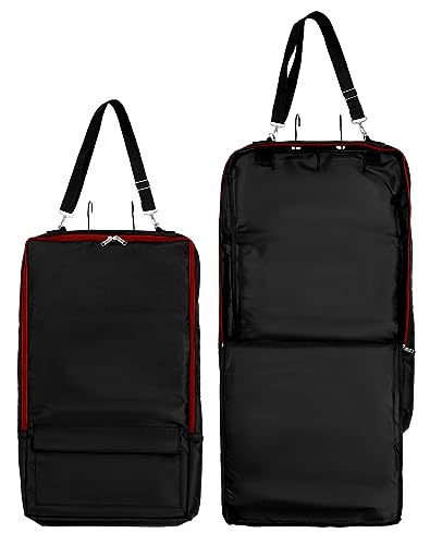 QWORK Bridle Bag with Hooks, Horse Harness Bag, Horse Tack Carry Bag, with 3 Prong Tack Rack, Black