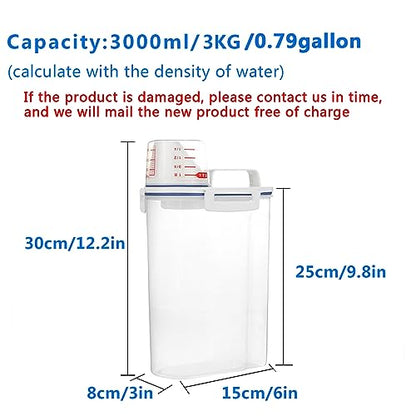 5.5 Lbs Plastic Transparent Tank, Rice Storage Barrel, Household Food Container Grain Storage Box for Oatmeal, Grain, Cereal, Pasta, Flour (6 Packs) | BPA Free, Airtight Lid, See Through, with Pouring Spout, for Kitchen Pantry Dry Food Grain Oatmeal Pet D