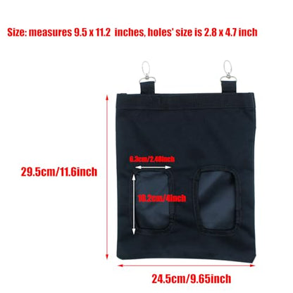 Rabbit Hay Feeder Bag Hanging Guinea Pig Hay Feeder with 2 Holes for Chinchilla Hamster Bunny Small Animal Pet Storage Pouch Black