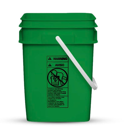 House Naturals 4 Gallon Square Food Grade Bucket Pail with Plastic Handles and Lid (Pack of 3) Made in USA containers (Green - White lids) - color: Green - White Lids
