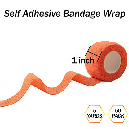 BQTQ 50 Rolls Self Adhesive Bandage Wrap 1 inch Self Adherent Tape(Rainbow) - color: Rich Color, size: 1 Inch