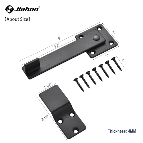 JIAHOO 6" Barn Door Flip Latch, Sturdy Farm Sliding Door Latch | Gate Latch for Fence, Shed Door, Farm Gate, Solid Metal Heavy Duty Iron Hardware, add More Security and Privacy, Matte Black