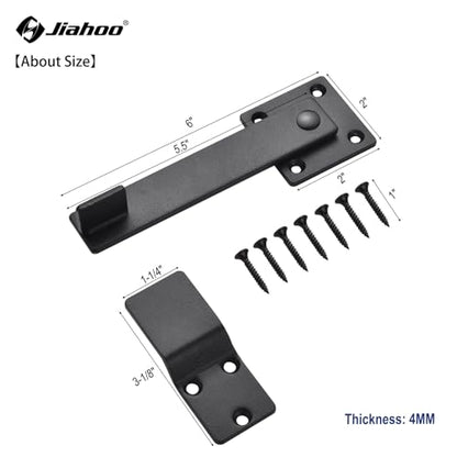 JIAHOO 6" Barn Door Flip Latch, Sturdy Farm Sliding Door Latch | Gate Latch for Fence, Shed Door, Farm Gate, Solid Metal Heavy Duty Iron Hardware, add More Security and Privacy, Matte Black