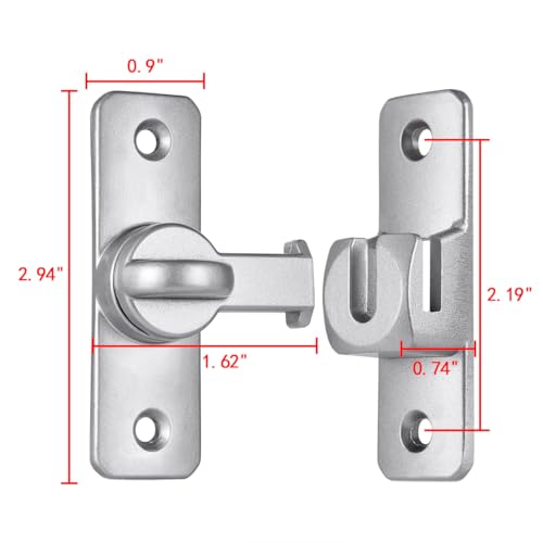 Silver Aluminum Alloy Gate Lock,90/180 Degree Barn Door Latch - color: Silver