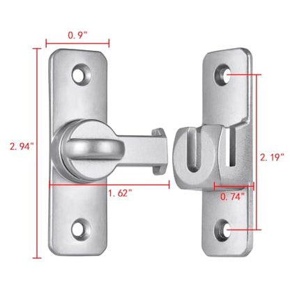 Silver Aluminum Alloy Gate Lock,90/180 Degree Barn Door Latch - color: Silver