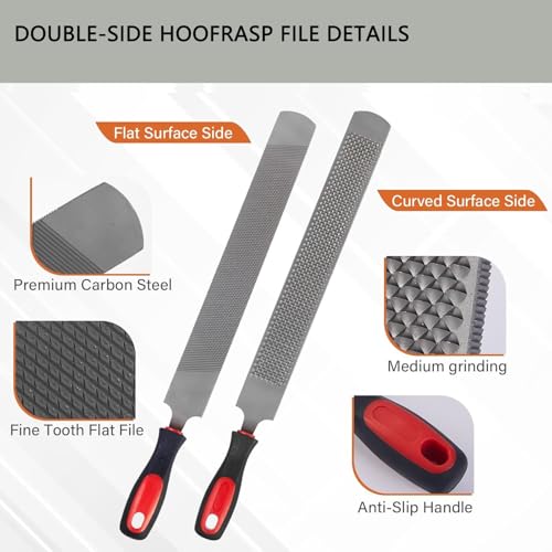 T12 Carbon Steel Horse Hoof Rasp - 8", 14" Professional Farrier Tool with Non-Slip Rubber Handle for Horse/Goat/Cow/Donkey/Animal Hooves (8 inch) - color: 8 inch