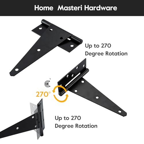 HOME MASTER HARDWARE 10" Heavy Duty Gate Hinges, 2 Pack T Strap Hinges - size: 10 in-2 Pack