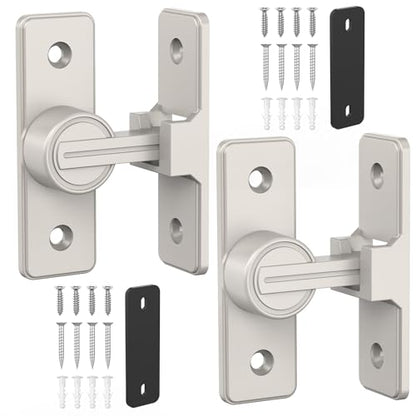 Barn Door Lock Hardware, 90 Degree Flip Latch Privacy Lock, Nickel-2PCS | Heavy Duty Zinc Alloy Sliding Barn Door Latch for Bathroom, Bedroom, Closet, Garage, Shed and Gate - color: Nickel-2PCS