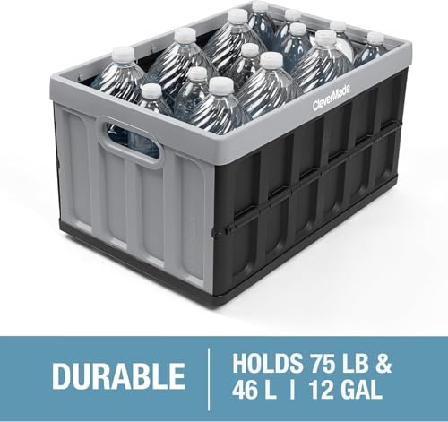 CleverMade Collapsible Storage Bins With Lids, 46L 3 Pack, 75 lb, Obsidian - color: Obsidian, size: 46L - 3 Pack