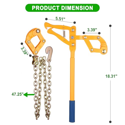 Chain Fence Strainer Plain Barbed Woven Wire Stretcher Tool for Center & End Post Pull, Carbon Steel Fence Tensioner Repair Tool, 47.25" Chain Capacity 2200lbs Farm, Ranch (Yellow, 1 Pack) - color: Yellow (1 Pack)