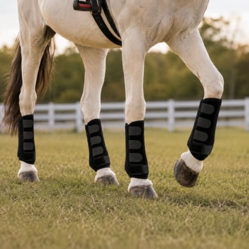 Horse Sport Boots 4 Pack Front Hind Neoprene Splint Leg Wraps - color: Black